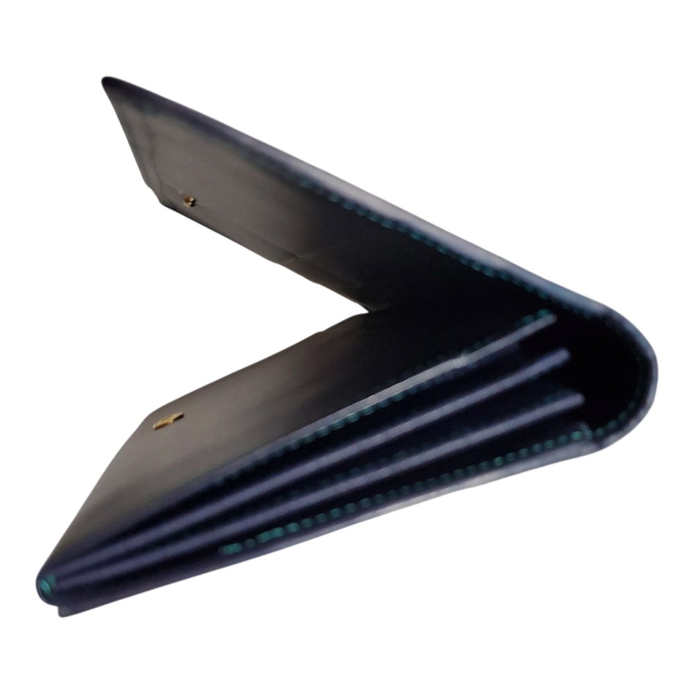 Yves Saint Laurent 80's Style Y2K Blue and Green Colorblock Patchwork Wallet - Picture 11 of 14